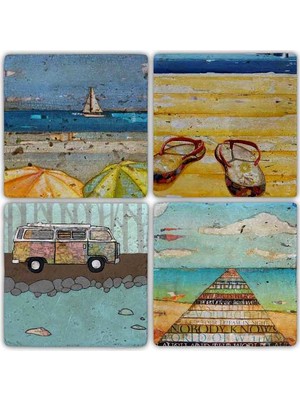 Oscar Stone Doğaltaş Bardak Altlığı  4'lü Set 10 x 10 cm
