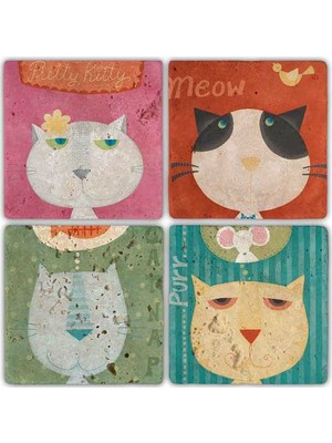 Oscar Stone Doğaltaş Bardak Altlığı  4'lü Set 10 x 10 cm