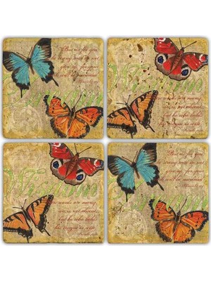 Oscar Stone Doğaltaş Bardak Altlığı  4'lü Set 10 x 10 cm