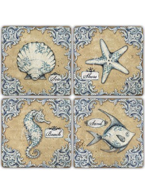 Oscar Stone Doğaltaş Bardak Altlığı  4'lü Set 10 x 10 cm