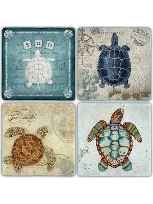 Oscar Stone Doğaltaş Bardak Altlığı  4'lü Set 10 x 10 cm