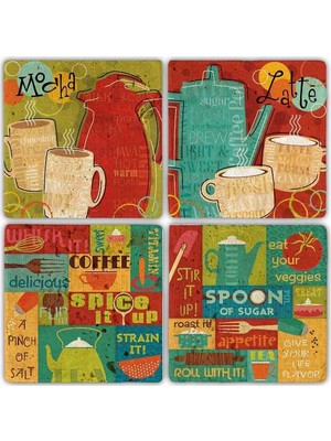 Oscar Stone Doğaltaş Bardak Altlığı  4'lü Set 10 x 10 cm