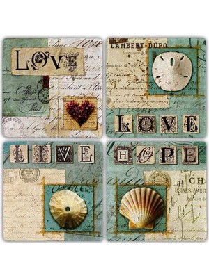 Oscar Stone Doğaltaş Bardak Altlığı  4'lü Set 10 x 10 cm