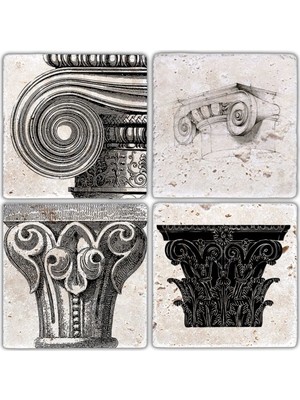 Oscar Stone Doğaltaş Bardak Altlığı  4'lü Set 10 x 10 cm
