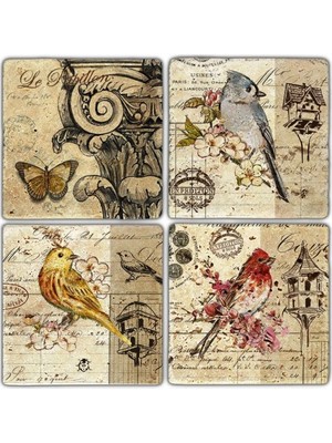 Oscar Stone Doğaltaş Bardak Altlığı  4'lü Set 10 x 10 cm