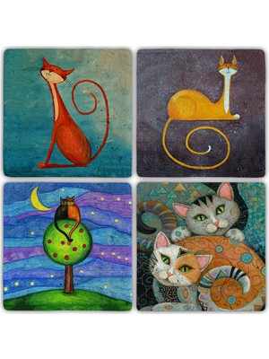 Oscar Stone Doğaltaş Bardak Altlığı  4'lü Set 10 x 10 cm