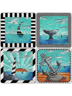 Oscar Stone Doğaltaş Bardak Altlığı  4'lü Set 10 x 10 cm