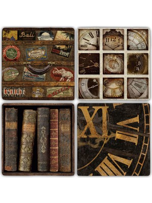 Oscar Stone Doğaltaş Bardak Altlığı  4'lü Set 10 x 10 cm
