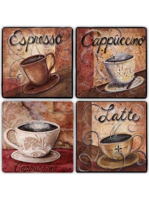 Oscar Stone Doğaltaş Bardak Altlığı  4'lü Set 10 x 10 cm