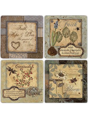 Oscar Stone Doğaltaş Bardak Altlığı  4'lü Set 10 x 10 cm