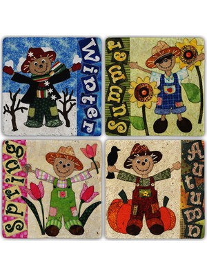 Oscar Stone Doğaltaş Bardak Altlığı  4'lü Set 10 x 10 cm