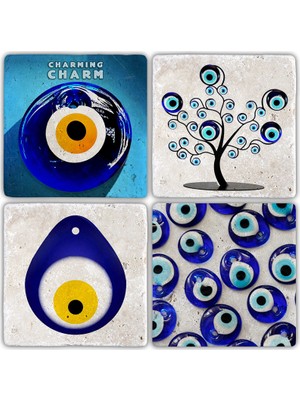 Oscar Stone Doğaltaş Bardak Altlığı  4'lü Set 10 x 10 cm