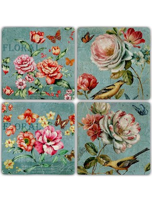 Oscar Stone Doğaltaş Bardak Altlığı  4'lü Set 10 x 10 cm