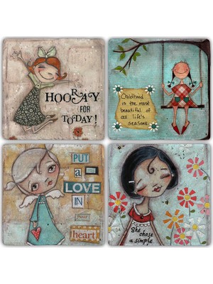 Oscar Stone Doğaltaş Bardak Altlığı  4'lü Set 10 x 10 cm