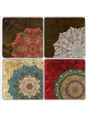 Oscar Stone Doğaltaş Bardak Altlığı  4'lü Set 10 x 10 cm