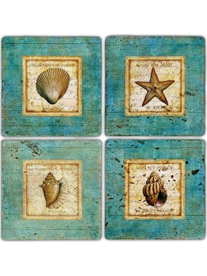 Oscar Stone Doğaltaş Bardak Altlığı  4'lü Set 10 x 10 cm