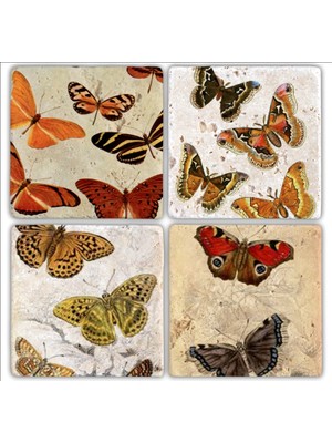 Oscar Stone Doğaltaş Bardak Altlığı  4'lü Set 10 x 10 cm