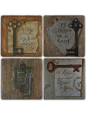 Oscar Stone Doğaltaş Bardak Altlığı  4'lü Set 10 x 10 cm