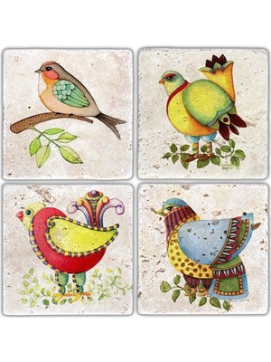 Oscar Stone Doğaltaş Bardak Altlığı  4'lü Set 10 x 10 cm