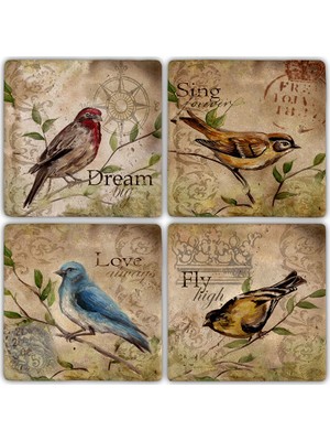 Oscar Stone Doğaltaş Bardak Altlığı  4'lü Set 10 x 10 cm