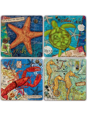 Oscar Stone Doğaltaş Bardak Altlığı  4'lü Set 10 x 10 cm