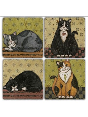 Oscar Stone Doğaltaş Bardak Altlığı  4'lü Set 10 x 10 cm
