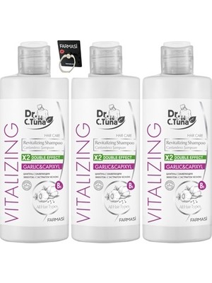 Farmasi Dr. C. Tuna Sarımsak Capixyl Canlandırıcı Şampuan - 3 Adet 225 ml Vitalizing Sarımsaklı Şampuan - Selfie Yüzüğü