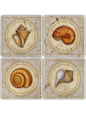 Oscar Stone Doğaltaş Bardak Altlığı - 4'lü Set 10 x 10 cm