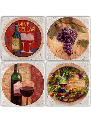 Oscar Stone Doğaltaş Bardak Altlığı - 4'lü Set 10 x 10 cm