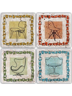 Oscar Stone Doğaltaş Bardak Altlığı - 4'lü Set 10 x 10 cm