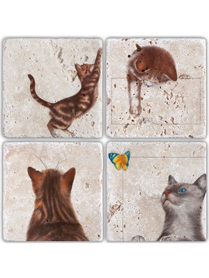 Oscar Stone Doğaltaş Bardak Altlığı - 4'lü Set 10 x 10 cm