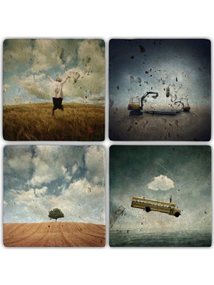 Oscar Stone Doğaltaş Bardak Altlığı - 4'lü Set 10 x 10 cm