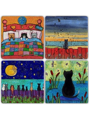 Oscar Stone Doğaltaş Bardak Altlığı - 4'lü Set 10 x 10 cm