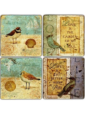 Oscar Stone Doğaltaş Bardak Altlığı - 4'lü Set 10 x 10 cm