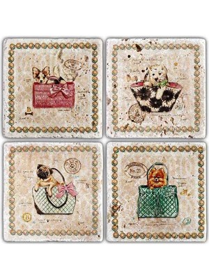 Oscar Stone Doğaltaş Bardak Altlığı - 4'lü Set 10 x 10 cm