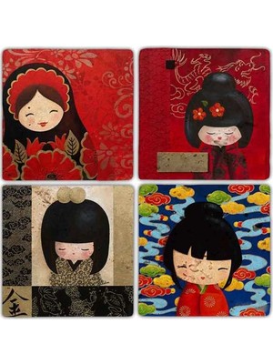 Oscar Stone Doğaltaş Bardak Altlığı - 4'lü Set 10 x 10 cm