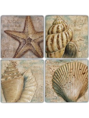 Oscar Stone Doğaltaş Bardak Altlığı - 4'lü Set 10 x 10 cm