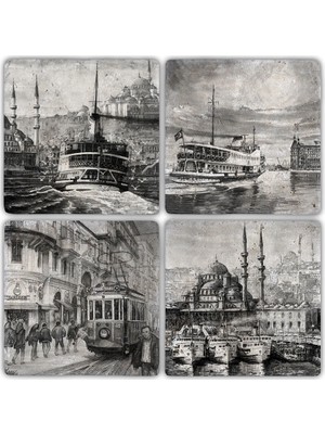 Oscar Stone Doğaltaş Bardak Altlığı - 4'lü Set 10 x 10 cm