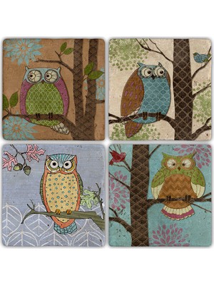 Oscar Stone Doğaltaş Bardak Altlığı - 4'lü Set 10 x 10 cm