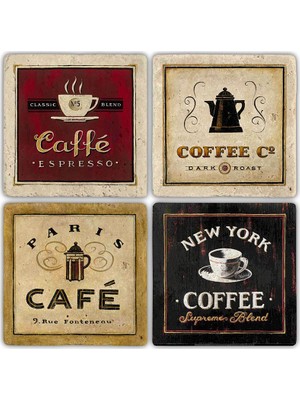 Oscar Stone Doğaltaş Bardak Altlığı - 4'lü Set 10 x 10 cm