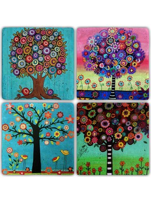 Oscar Stone Doğaltaş Bardak Altlığı - 4'lü Set 10 x 10 cm