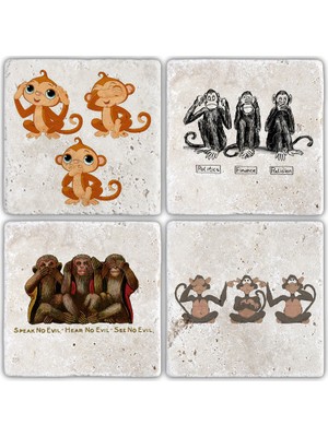 Oscar Stone Doğaltaş Bardak Altlığı - 4'lü Set 10 x 10 cm