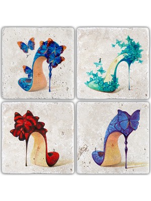 Oscar Stone Doğaltaş Bardak Altlığı - 4'lü Set 10 x 10 cm