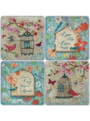 Oscar Stone Doğaltaş Bardak Altlığı - 4'lü Set 10 x 10 cm