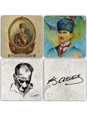 Oscar Stone Doğaltaş Bardak Altlığı - 4'lü Set 10 x 10 cm