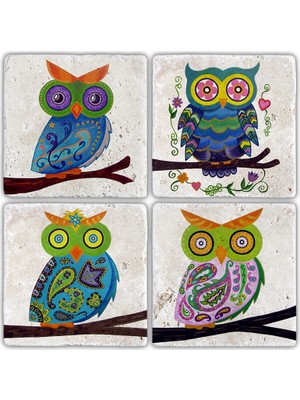 Oscar Stone Doğaltaş Bardak Altlığı - 4'lü Set 10 x 10 cm