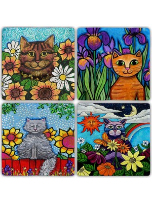Oscar Stone Doğaltaş Bardak Altlığı - 4'lü Set 10 x 10 cm