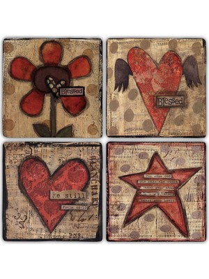 Oscar Stone Doğaltaş Bardak Altlığı - 4'lü Set 10 x 10 cm