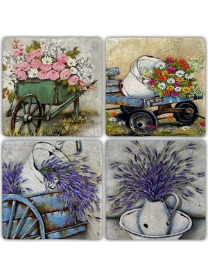 Oscar Stone Doğaltaş Bardak Altlığı - 4'lü Set 10 x 10 cm