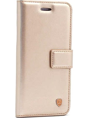 Case Street Apple iPhone 11 Kılıf Delüx Cüzdan Kartvizitli Para Gözlü Kopçalı + Nano Glass Gold